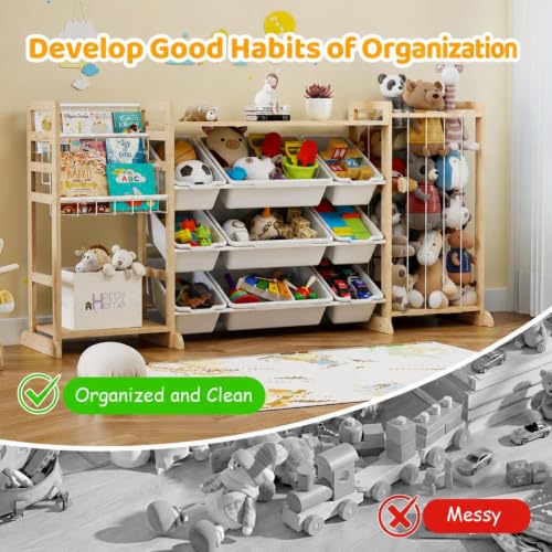 Large Toy Storage Organizer with Bookshelf & Stuffed Animal Storage - White 65"