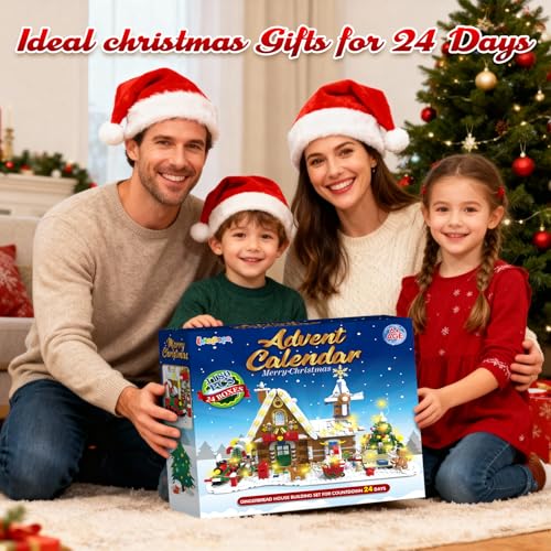 Letapapa 2026 Gingerbread House Advent Calendar Building Set with LED Lights