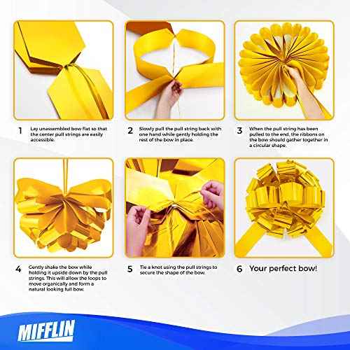 Mifflin-USA - Big Car Bow - Matte Yellow, 18 Inch - Giant Gift Bow for Birthday, Christmas - Huge Car D?cor