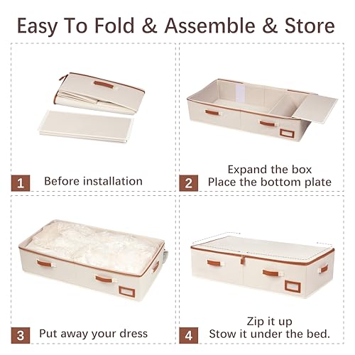 Large Wedding Dress Storage Box with Accessories Organizer - Dustproof & Foldable