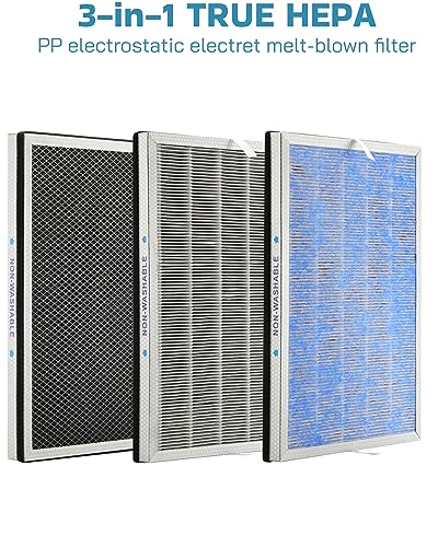 MSA3 True HEPA Filter Replacement Compatible with Membrane Solutions MSA3 and MSA3S Air Purifier 4-in-1 H13 (4 Pack)
