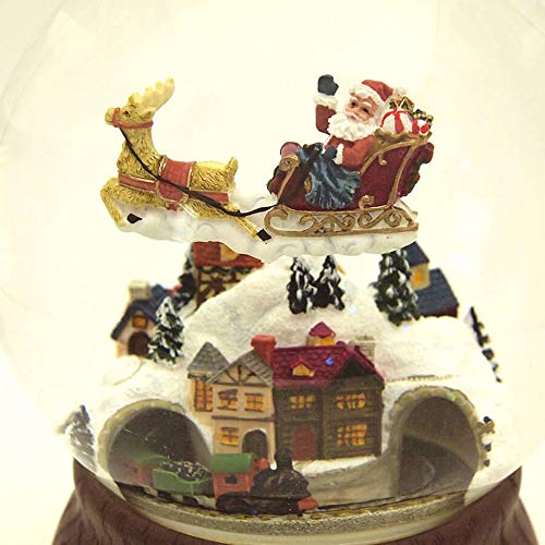 6.25in Brown & White Santa with Train Snow Globe - Musical Christmas Figurine
