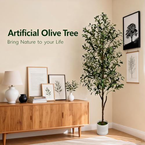 ENLETRAN 6FT Artificial Olive Tree with Pot - Realistic Indoor Faux Tree for Home & Office Decor