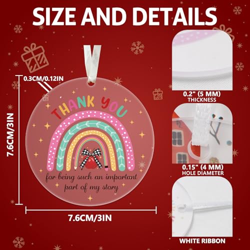 INCOK Teacher Christmas Ornament 2025 - Thank You Gift for Educators, Round Acrylic Holiday Decor, Teacher Appreciation, Christmas Tree Decoration