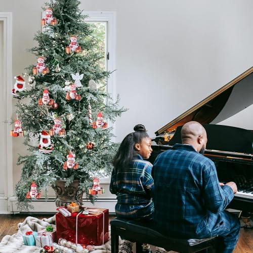 Christmas Tree Snowman Hanging Ornament: 4pcs Acrylic Cute Funny Xmas Decorations with String for Party Favors, Wreath Decor, Key Pendant, Housewarming Presents, Santa Stocking Filler, DIY Crafts