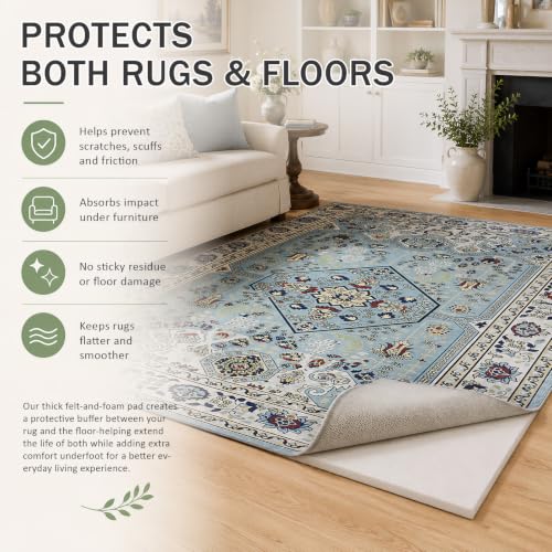 Non Slip Cushioned Rug Pads Carpet Padding 8x10 Ft, 1/4 inch Thick