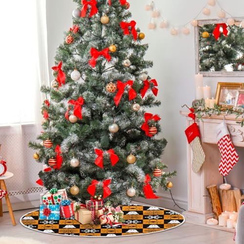 BOENLE A0021 Large 48in Halloween Ghost Snowflake Spider Web Christmas Tree Skirt Burlap