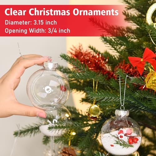 Rocinha 30 Pack Clear Christmas Ornaments 3.15 Inch Shatterproof DIY Holiday Decor