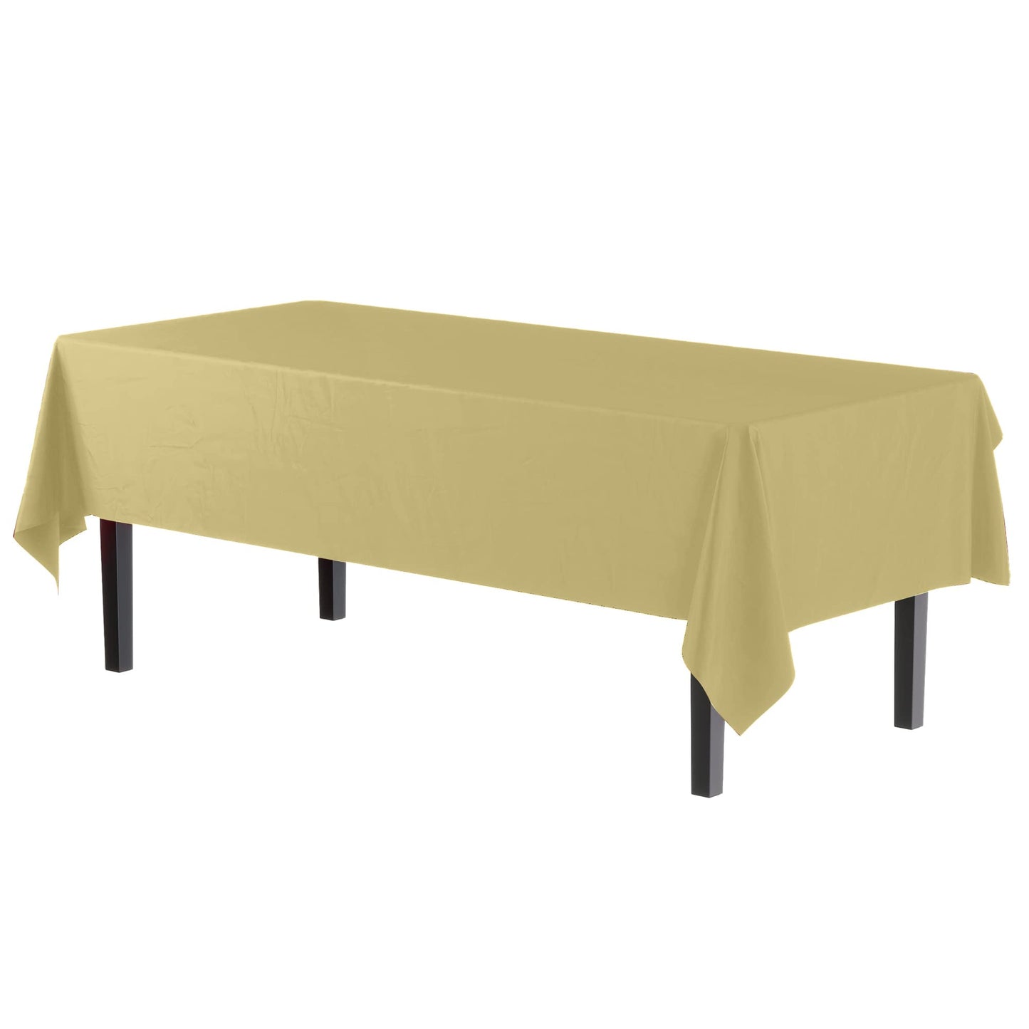 Party Solids Pack Of 6 Premium Plastic Tablecloth 54 Inch x 108 Inch Rectangle Plastic Table Cover - Light Yellow