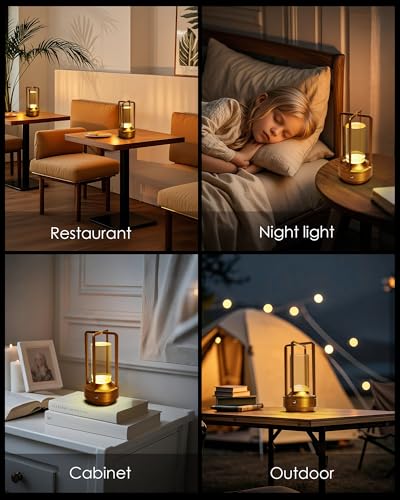 Jinchangming Gold-2 Set of 2 Rechargeable Cordless LED Table Lamps Touch Dimmable
