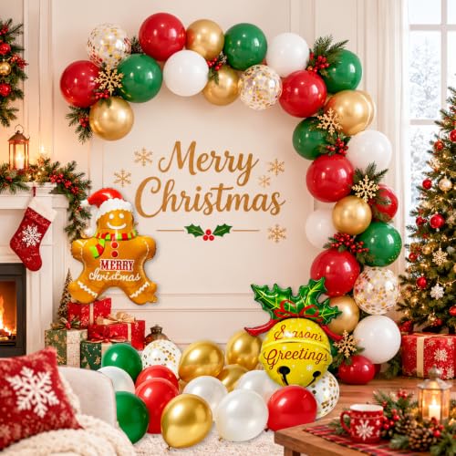 Christmas Balloons Set with Santa Reindeer & Confetti - Holiday Party Decorations