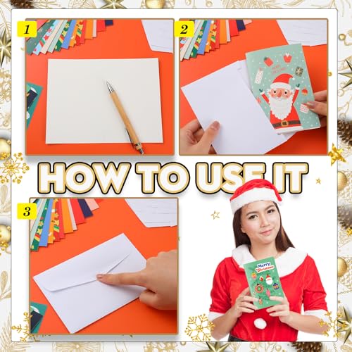 Zhanmai 360-Pack Christmas Card Set with 360 White Envelopes – 24 Designs, 6 x 4 Inches