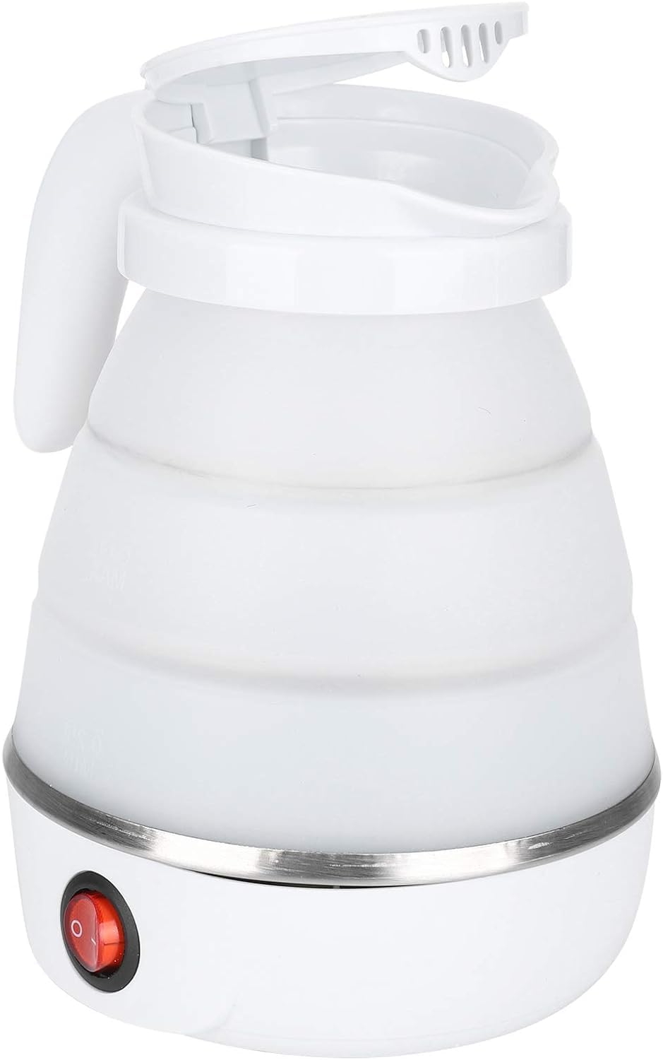 Foldable Electric Kettle, Upgraded Food Grade Silicone,400W 600ML Flash Heat Small Portable Travel Electric Kettle,110V US Plug (White)