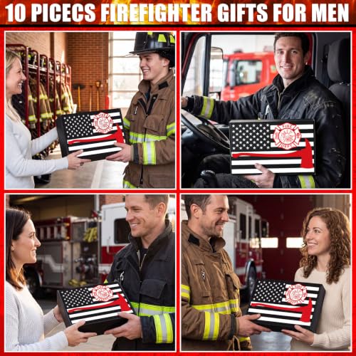 Firefighter Gifts Set with Mug, Hat, Socks, Plaque & Keychain for Men Women