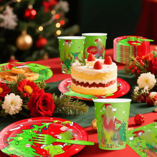 Christmas Party Plates and Napkin Set - 120pcs Holiday Dinnerware Assortment
