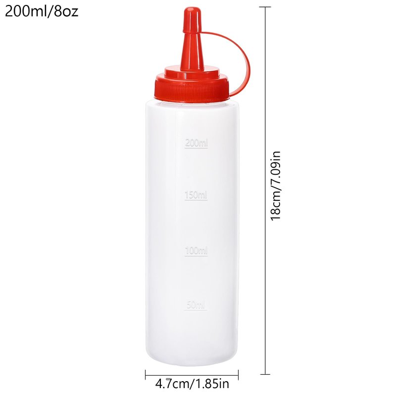 Katfort Condiment Squeeze Bottles Ketchup Dispenser, 2 Pack 8oz Squeeze Bottles for Liquids, Plastic Sauce Bottle with Cap Lid, Squirt Bottles for Sauces Liquids BBQ Dressing Pancake Art