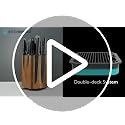 KITCHENDAO Magnetic Knife Block - Fixed Parallel Slot, 360° Rotary Acacia Wood, Large Capacity Kitchen Organizer