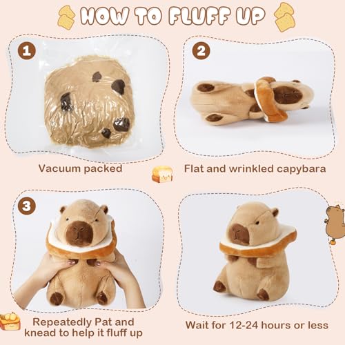 Toast Capybara Plush Pillow Capybara Stuffed Animal Toy with Bread Choker Cute Capybara Peluche for Girls Boys Kids