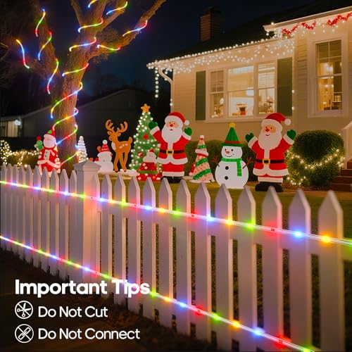Multicolor 100Ft LED Rope Lights for Outside with Remote & Plug
