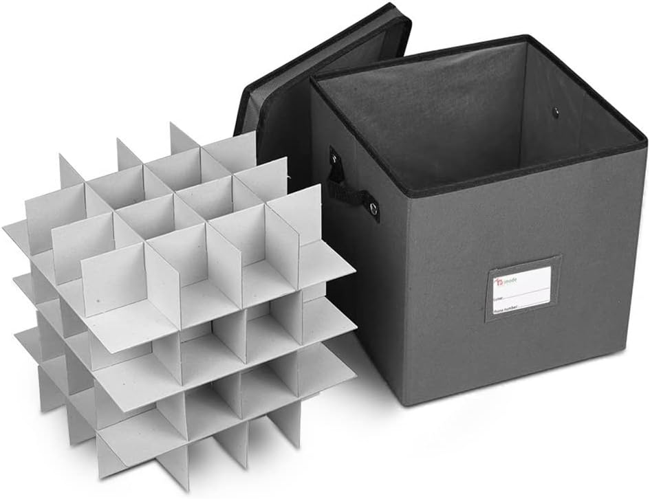 Christmas Ornament Storage Box - Holds 64 Ornaments, 4 Trays & Dividers, Durable 600D Oxford - Holiday Decoration Organizer (Green)