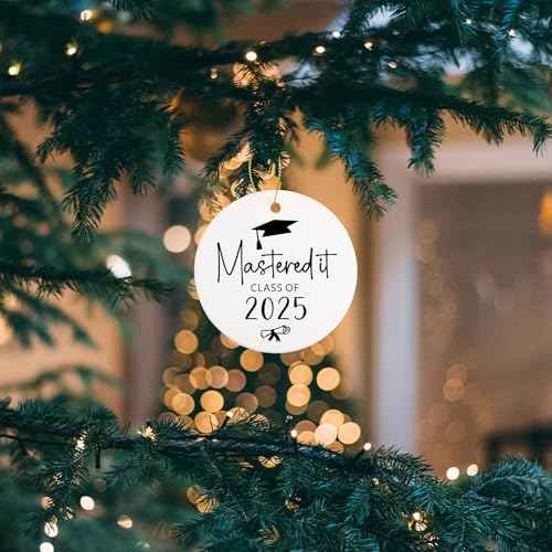 Class of 2025 Graduation Gifts for Her Him Ceramic Ornament Keepsake Sign Round Plaque Graduation Ornaments Graduation Gifts for Women Men Masters Degree Graduation Gifts