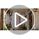 White Medium Hanging Ghost Decorations Set - Pre-Assembled Halloween Ghosts with Remote & Warm Glow