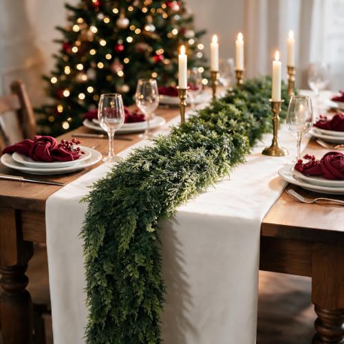 Green 9FT Christmas Cedar Garland Artificial Greenery for Holiday Decor