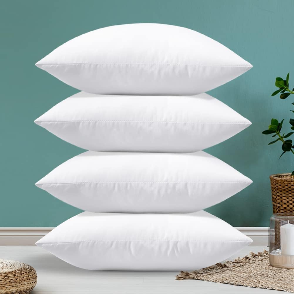 OTOSTAR Throw Pillow Inserts - Soft & Fluffy Cushion Pads | Pack of 4, 18 x 18 Inches, White