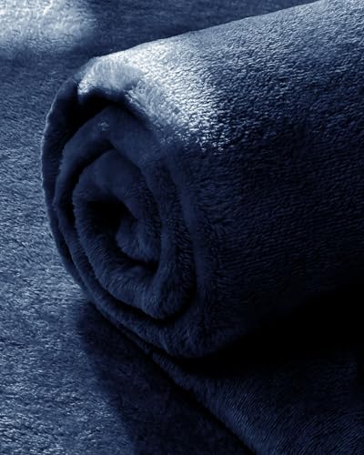 blunique Navy Fleece Blanket Twin XL Size, Soft Cozy Blankets for Bed and Couch, Machine Washable Luxury Microfiber, Lightweight Portable Plush Blanket for Travel, Camping, Pets, Women, Adults