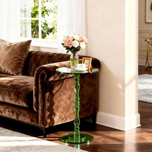 Solaround Green Large Acrylic Roman Column Side Table for Living Room & Bedroom