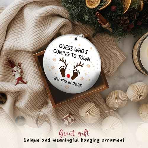 Baby Announcement Ornament 2026, 2 Side Printed Acrylic Ornaments, Baby Coming 2026 Ornaments, Pregnancy Announcement Ornament, Pregnancy Gifts for Expecting Mom, New Born Baby Girls Gift