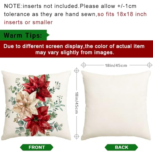 Christmas Floral Pillow Covers 18x18 Decoration for Home