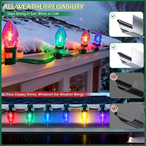 100Pcs Adjustable Christmas Light Clips for C7 C9 C3 Mini String Lights – YIBOBO, 4-in-1 Set