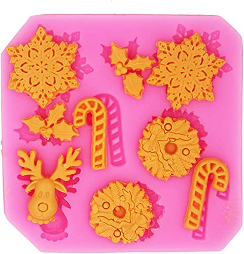 Longzang Christmas Peach Silicone Mini Cake & Fondant Mold Pack of 3 - Holiday Gummy, Chocolate, Sugar Decorations F533-F534-F535