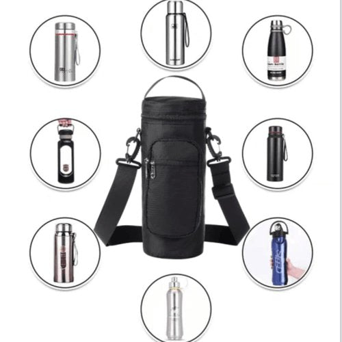 DINYAO Water Carrier Bag, 50oz/67oz Bottle Pouch Holder, Adjustable Shoulder Hand Strap 2 Pocket Sling Neoprene Sleeve Sports Water Bottle Accessories for Hiking Travelling Camping (Blue, 50oz)