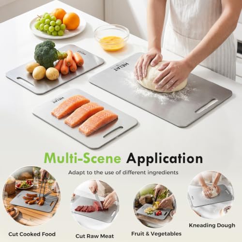 Silver Titanium Cutting Board 16.2" x 10.2" Double-Sided Kitchen Chopping Board