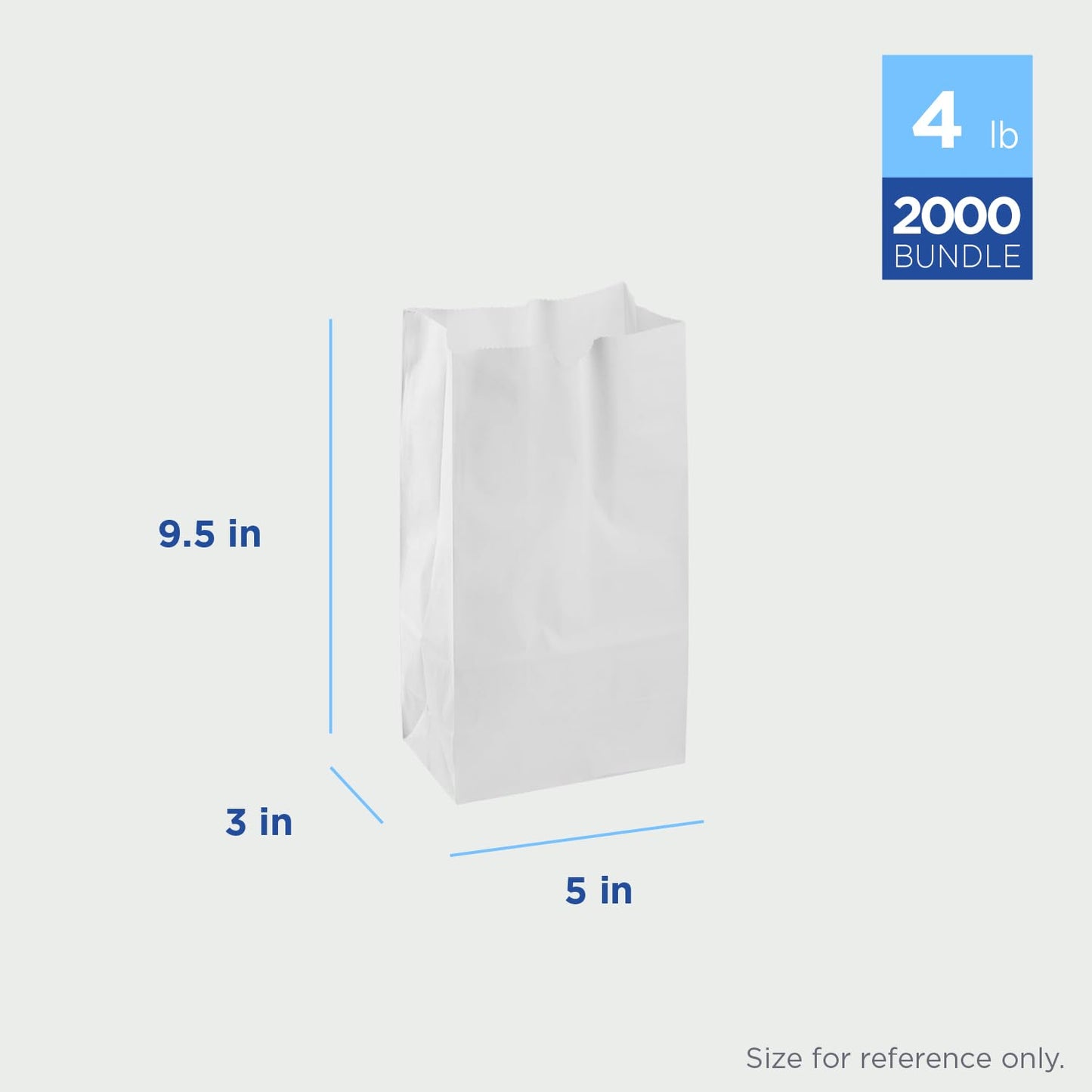 Karat 4lb Paper Lunch Bags - White, 2,000 Count - Versatile Paper Bags for Small Business, Snacks, Popcorns or Party Favor - Sturdy, Self-Standing, Reusable