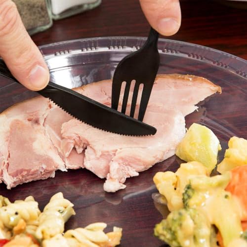 450 Pack Disposable Black Plastic Cutlery Set with Napkins & Salt & Pepper Packets - Individually Wrapped Utensil Kits for Catering and Takeout