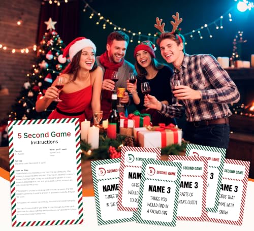 QSLCU Christmas 5 Second Game Set - Fast-Paced Family Party Card Game with Timer