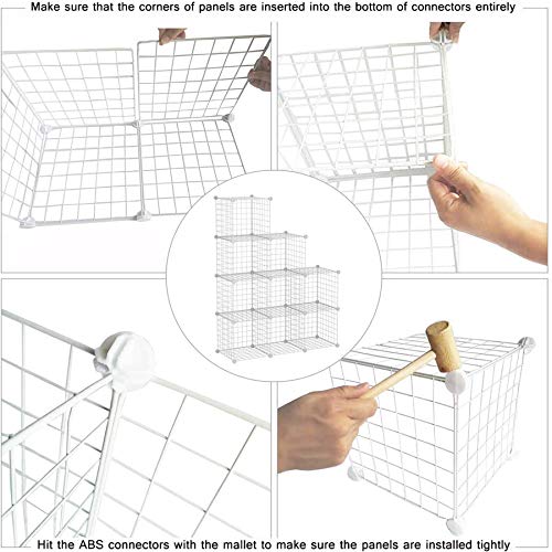 White 9-Cube Wire Storage Organizer - Modular Metal Shelving for Home & Office