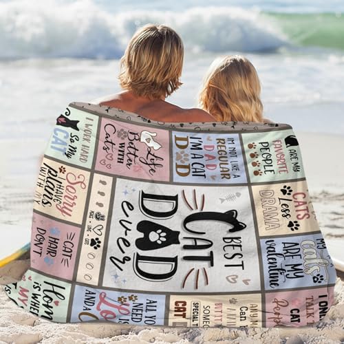 Cat Dad Blanket 60x50 inches - COALNDM Cat Lovers Gift for Dad, Fathers Day