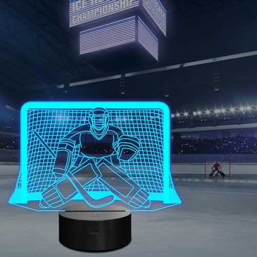 Ice Hockey Night Light, 3D LED Optical Illusion Lamp with Remote Control and Timer, Perfect Christmas and Birthday Gift Idea for Boys, Kids, and Teen