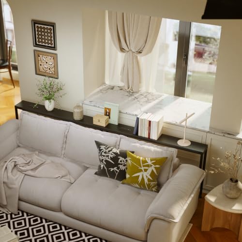 102.4-Inch Black Behind Couch Table with Dual Fast Charging Stations