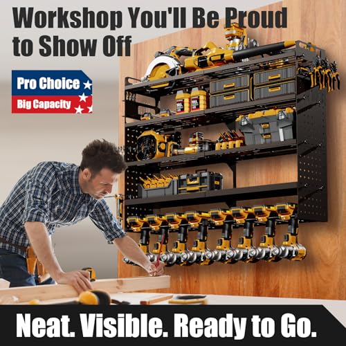 34'' Wide 5-Tier Power Tool Organizer Wall Mount with 320lb Capacity - Sturdiflow