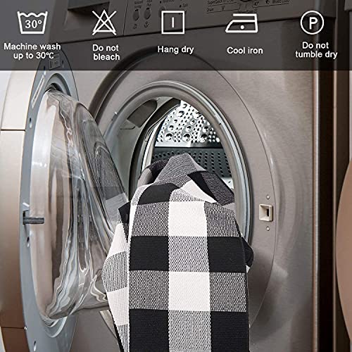 Buffalo Plaid Outdoor Rug 3x5 ft Black White Layering Doormat, Washable Porch Entryway Mat - Variation: Black & White Plaid / 3' x 5'