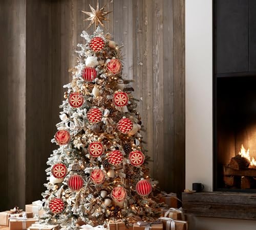 Hollyone 4.7in Red & Gold Shatterproof Christmas Ornaments - 4Pcs Round Gold Variation