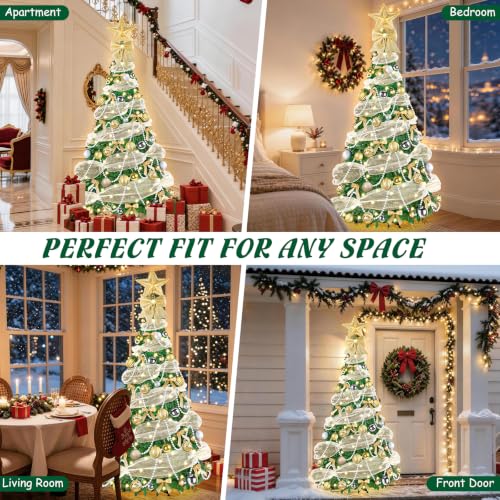 6ft Pre-Lit Christmas Tree with Lights, Ornaments & Remote Control