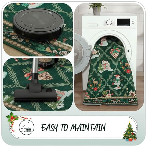 Acapet 6ft Green Christmas Runner Rug for Hallway & Kitchen Non Slip Washable
