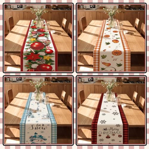 LemonRoad 8 Pcs Holiday Table Runners Set – 13x72in Farmhouse Fall/Christmas Decor (Variant: 8 pcs)