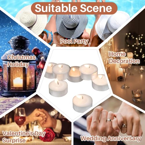 Tealight Candles - Tea Lights Candles Unscented Tea Tree Lights Mini Votive with Cotton Wick for Decorating Home,Pool,Shabbat,Wedding,Emergencies,Christmas,Halloween,Parties, Spas